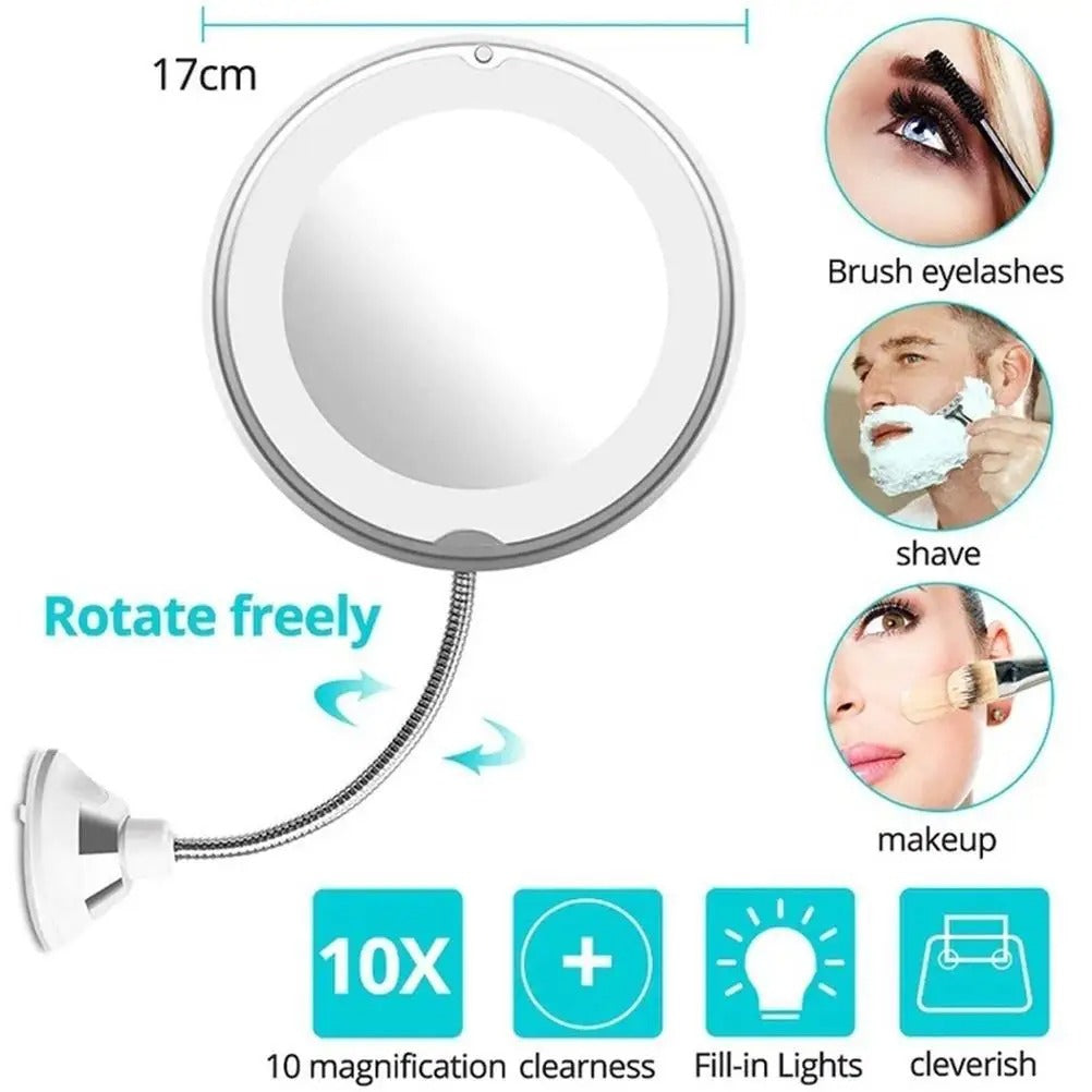 LED 10X Gooseneck Makeup Mirror