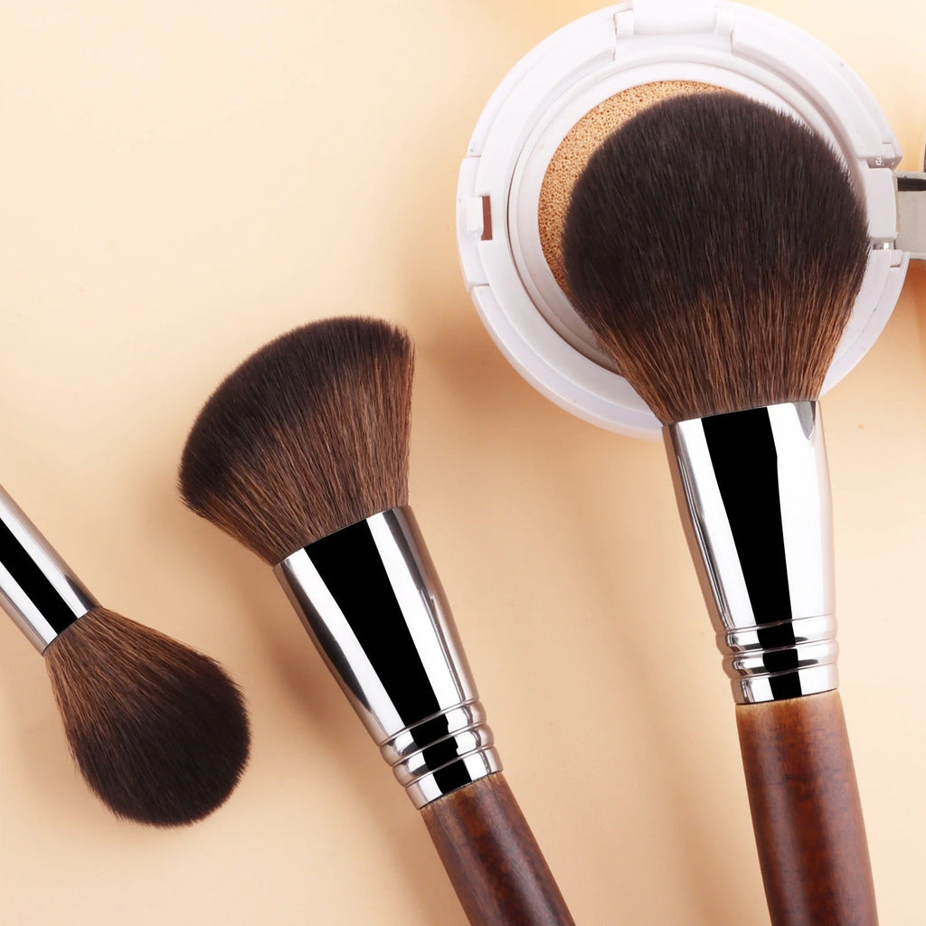 3-Piece Wooden Makeup Brush Set