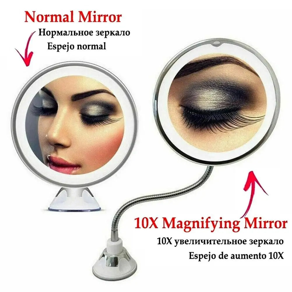 LED 10X Gooseneck Makeup Mirror