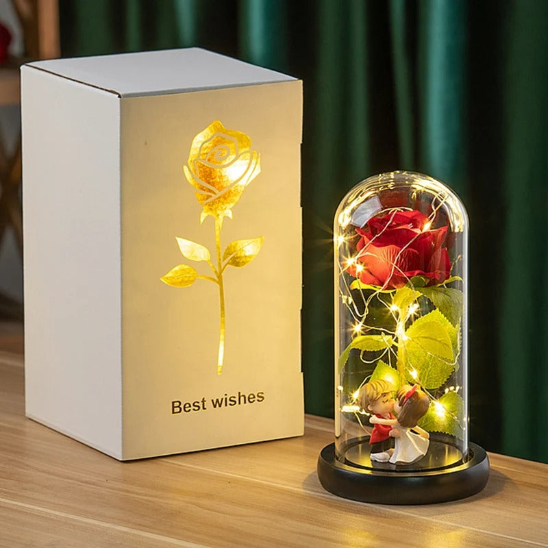 LED Eternal Rose Glass Lamp