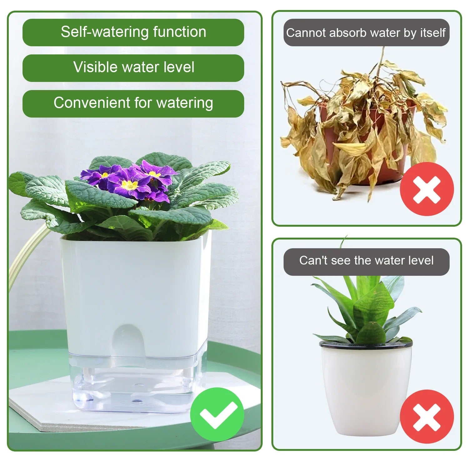 Self Watering Double Layer Plant Pot
