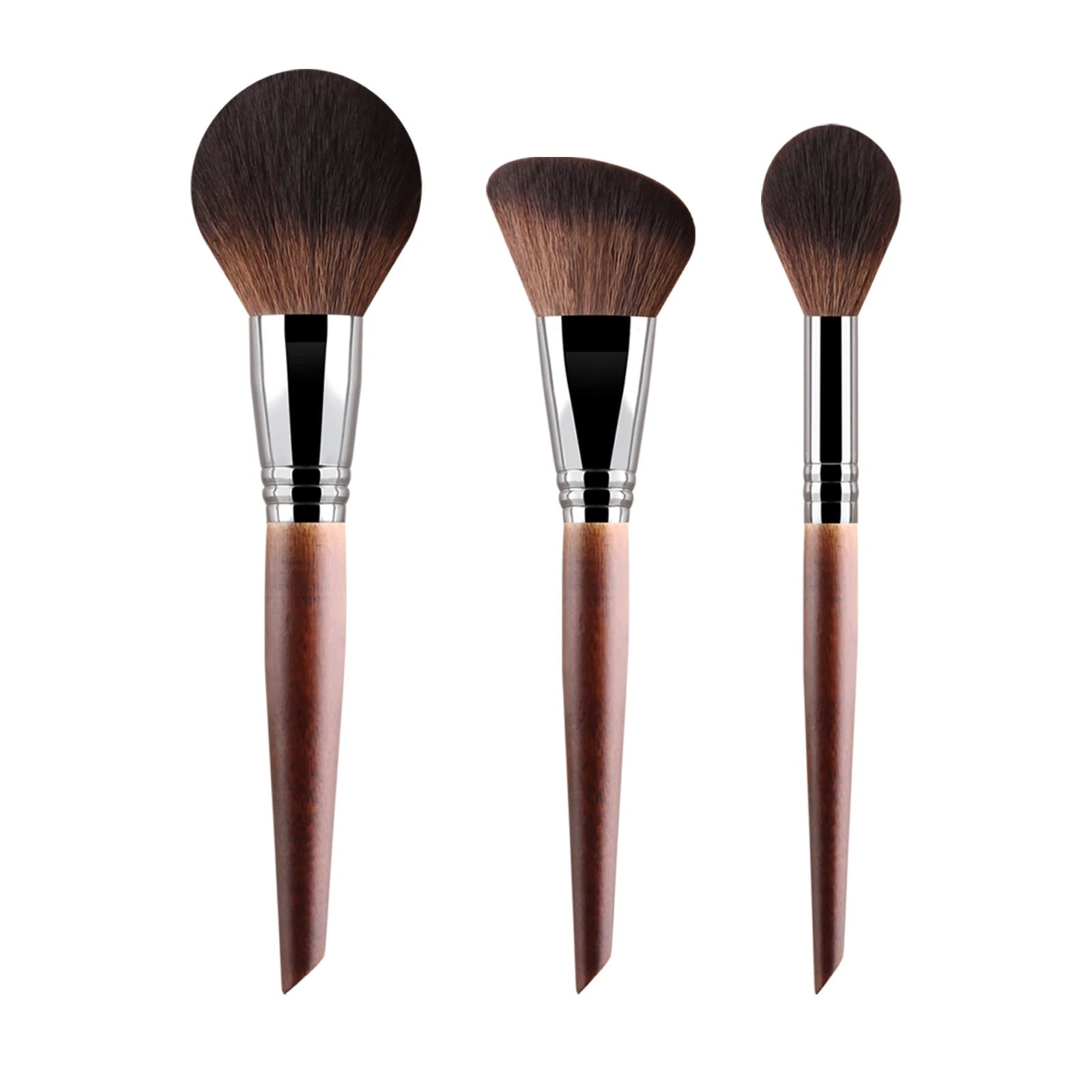3-Piece Wooden Makeup Brush Set
