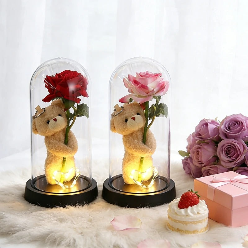LED Eternal Rose Glass Lamp