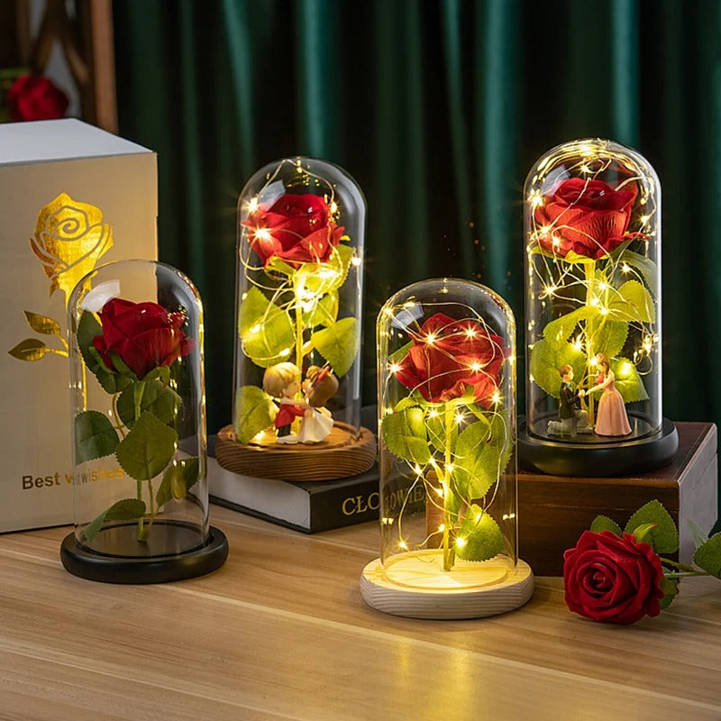 LED Eternal Rose Glass Lamp