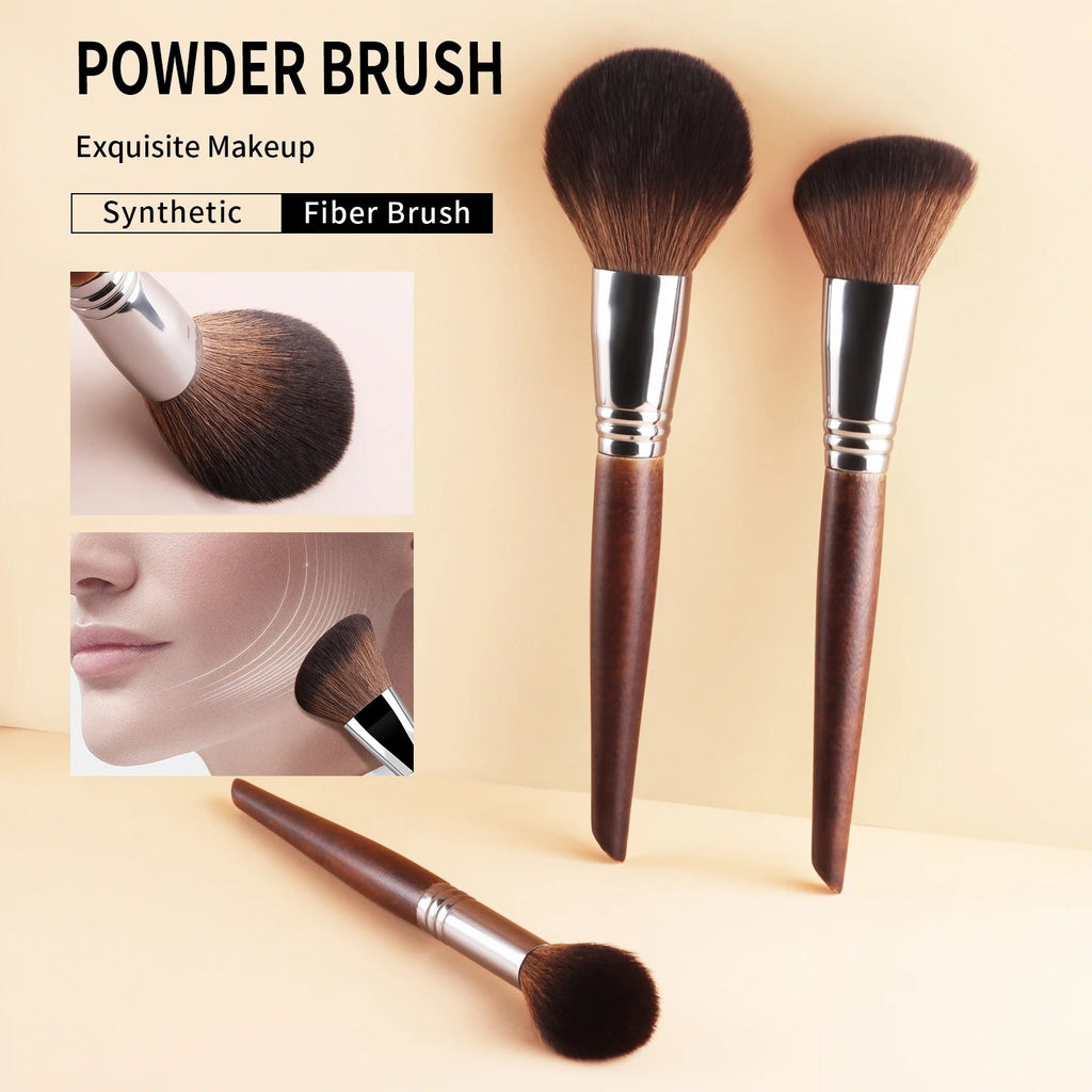 3-Piece Wooden Makeup Brush Set