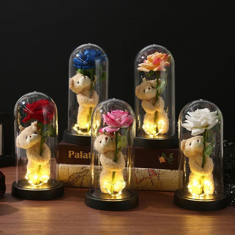 LED Eternal Rose Glass Lamp