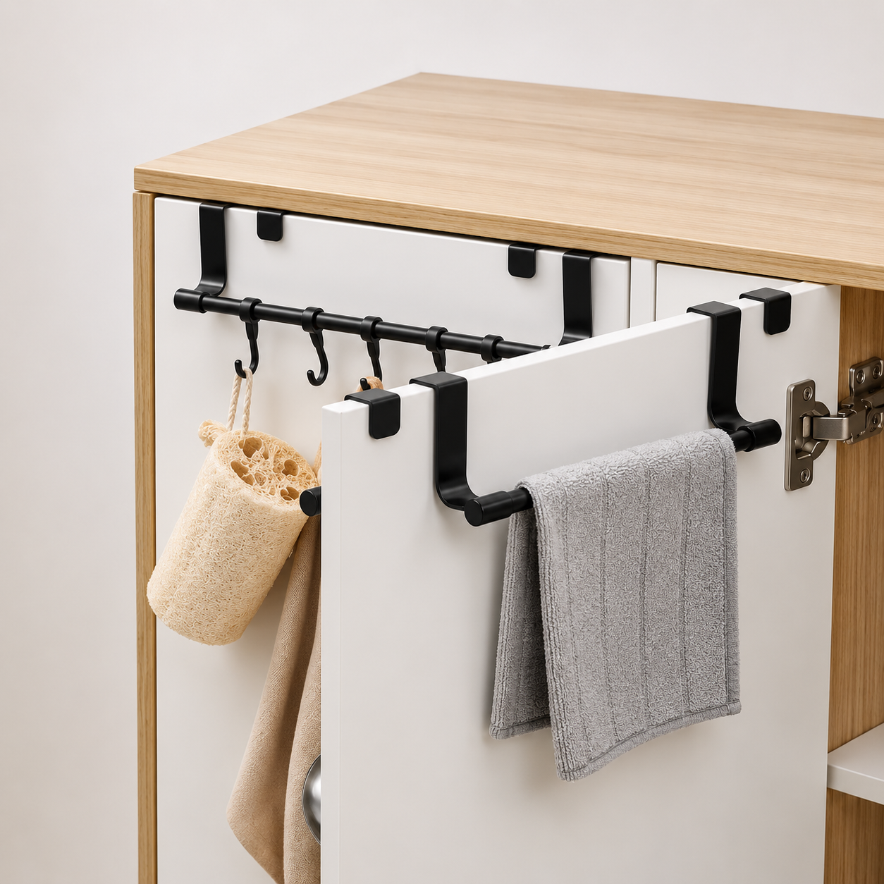 Wall-Mounted Cabinet Towel Holder Rack