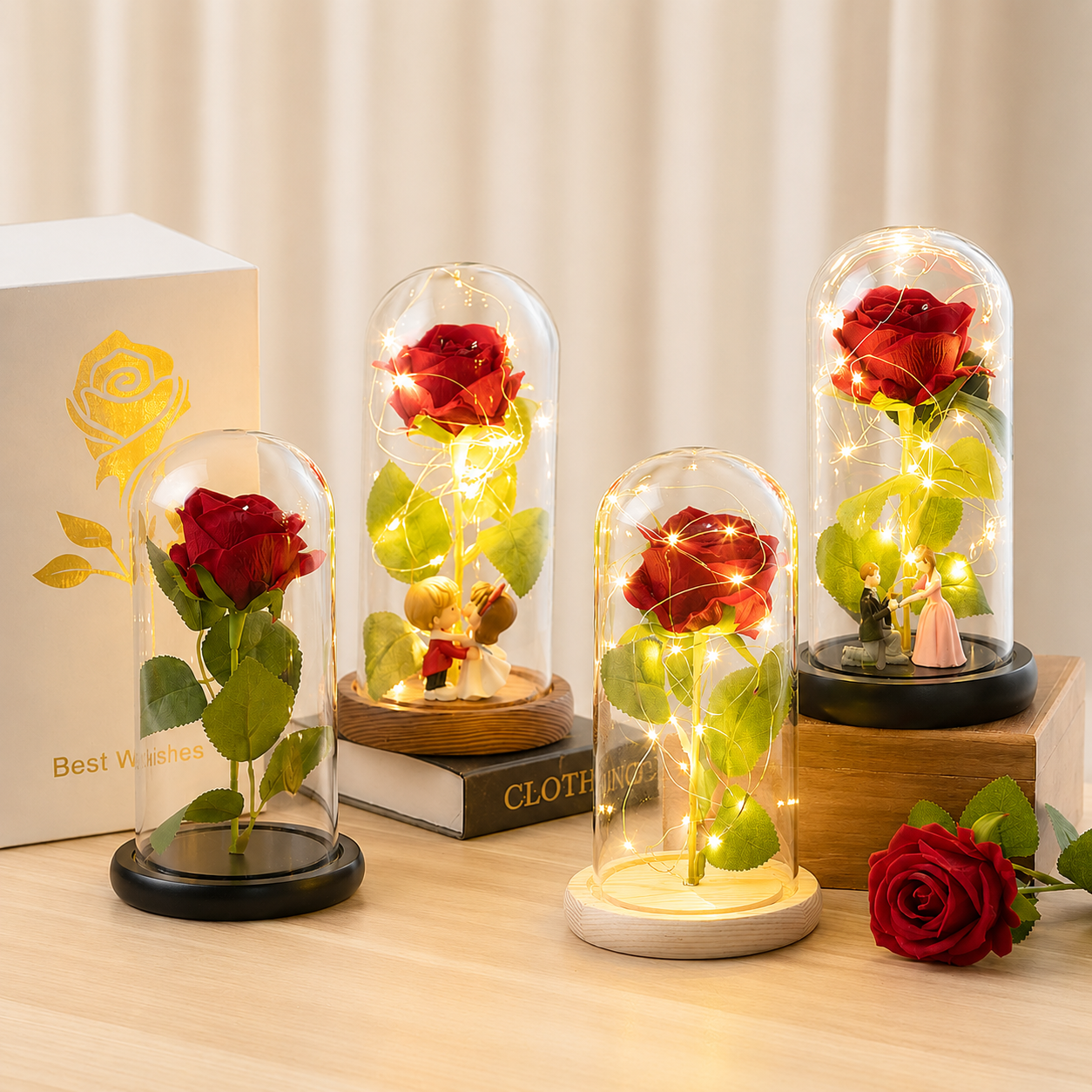 LED Eternal Rose Glass Lamp