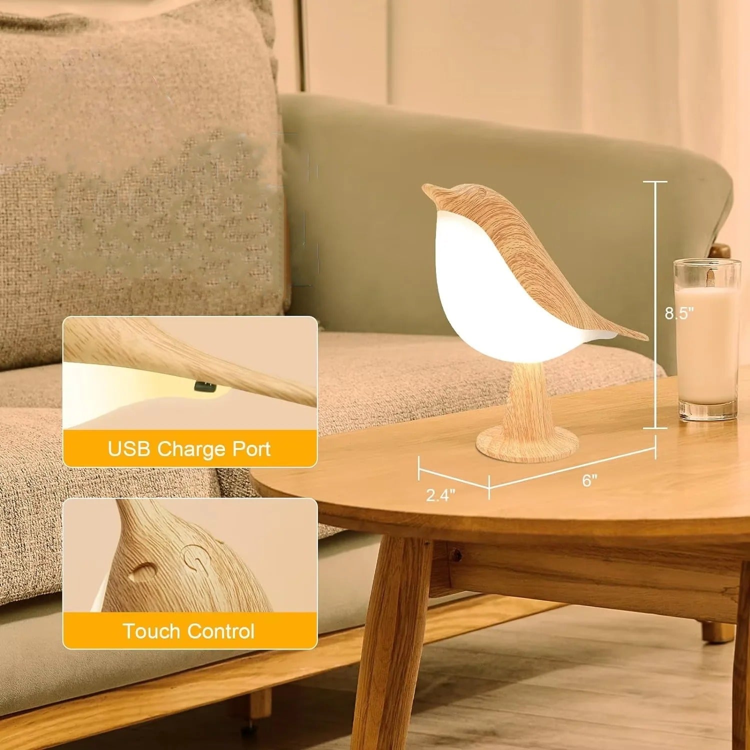 Rechargeable LED Touch Bird Table Lamp