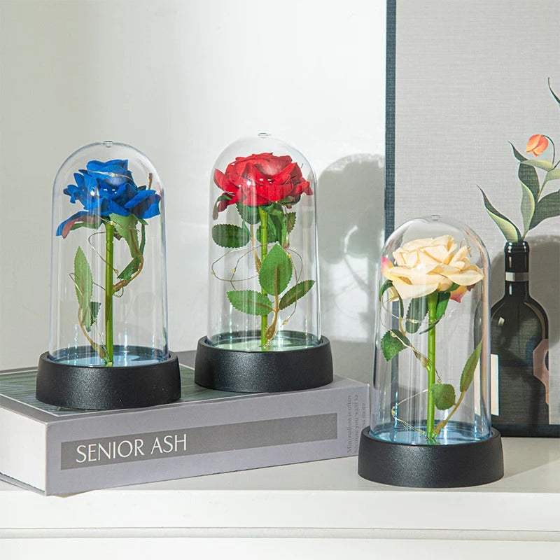 LED Eternal Rose Glass Lamp