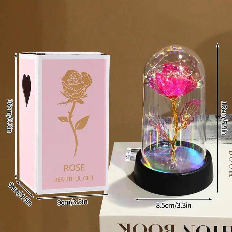 LED Eternal Rose Glass Lamp